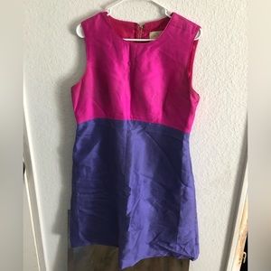 Color block Sleeveless silk shift dress